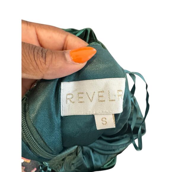 Revelry Emerald Formal Micah Convertible Velvet Bridesmaid Maxi Dress Size Small - Picture 5 of 7